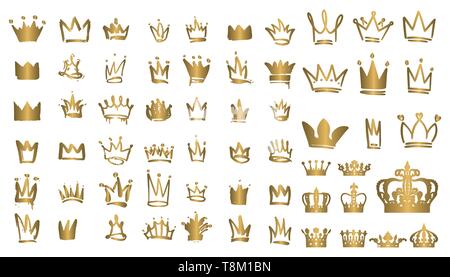 Große Sammlung von Vektor Krone Silhouetten in Vintage Style Vector Illustration Stock Vektor