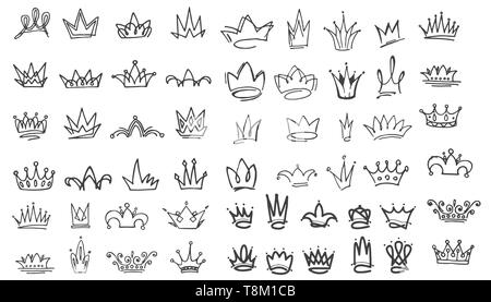 Große Sammlung von Vektor Krone Silhouetten in Vintage Style Vector Illustration Stock Vektor