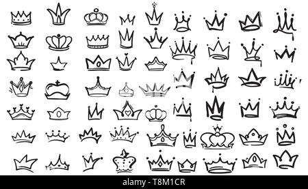 Große Sammlung von Vektor Krone Silhouetten in Vintage Style Vector Illustration Stock Vektor
