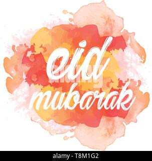 Hintergrund Eid Mubarak. Eid Mubarak der Vorlage mit Illustrationen von Moscheen und Laternen. Stock Vektor