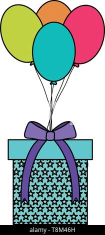 Geschenke Boxen mit Ballons Helium schwimmenden Vector Illustration Design Stock Vektor