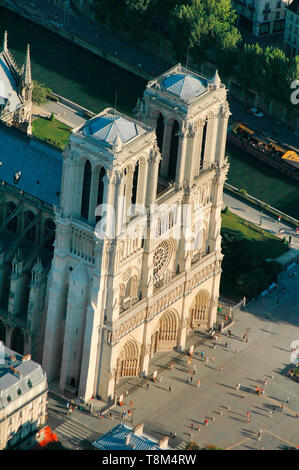 Frankreich, Paris (75), Bereich als Weltkulturerbe von der UNESCO, der Kathedrale Notre-Dame auf der Île de la Cité (Luftbild) Stockfoto