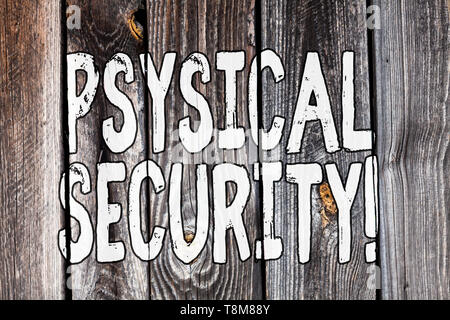 Konzeptionelle Handschrift zeigt die physische Sicherheit. Begriff Sinne unautorisierter Zugang zu Einrichtungen zu verweigern. Stockfoto