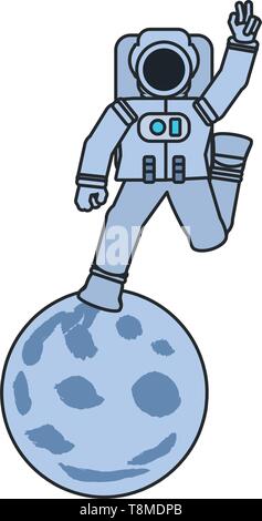 Raumanzug wandern im Mond isoliert Symbol Vektor illustration Design Stock Vektor