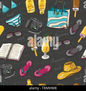 Nahtlose Muster mit Strand Elemente. Vector Illustration für Ihr Design Stock Vektor