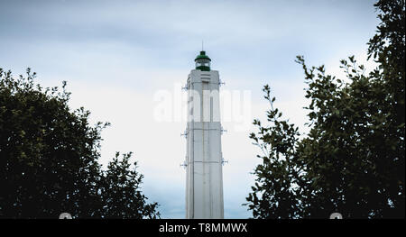 Port Joinville, Frankreich - 16. September 2018: Architektur Detail des Corbeaux Leuchtturm auf der Insel von Yeu auf einen Tag fallen Stockfoto