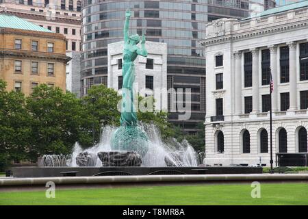 Cleveland, Ohio, USA. Cleveland Mall - öffentlicher Park in der Innenstadt von Cleveland. Stockfoto