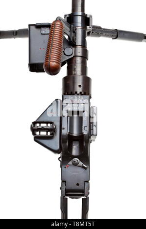 Ein panzerabwehr Granate Gewehr 39 mit Umbau kit Panzerbüchse Cal. 7,9 mm antreibender Patrone 318 (Kartusche), No. 8641. Die wichtigsten Teile mit übereinstimmenden Nummern. Lauflänge 590 mm, Gesamtlänge 123,5 cm. Single mann Waffe. Auf Empfänger mit der Aufschrift "Gr. B. 39/8641/bnz/1941'. Verschiedene Akzeptanzzeichen eagle/"WaA 623". Barrel codierten "bnz/40/BÖ 136', Entschlacker, die die Bezeichnung "Gr. B. 39/Ch". Komponenten: Fass mit entladegerät und Griff. Empfänger mit Schulterstütze, steißlage Lock, Auswerfer, Sicherheit und Halt. Zielgerüt. Lange Zweibein, ähnlich MG 20. Jahrhundert Additional-Rights - Clearance-Info - Not-Available Stockfoto