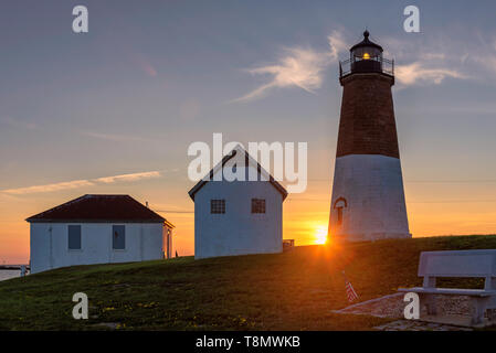 Der Punkt Judith Light Leuchtturm in der Nähe von Narragansett, Rhode Island, USA. Stockfoto