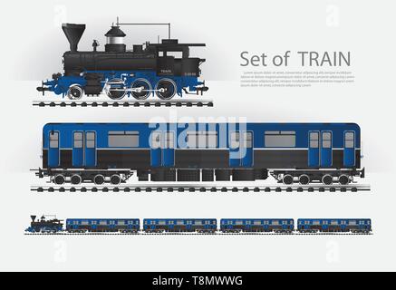 Cargo Zug auf einer Schiene Straße Vector Illustration Stock Vektor