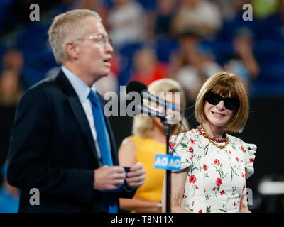 Anna Wintour spricht an der Australian Open 2019 inspirierende Serie auf dem Center Court an der Rod Laver Arena Stockfoto