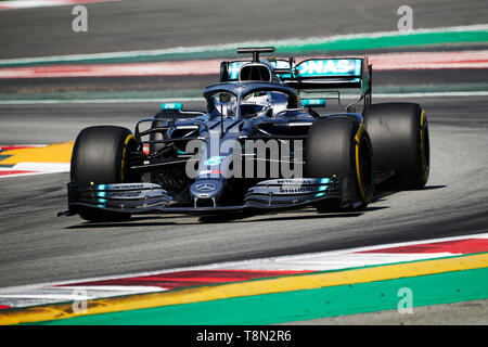 14. Mai 2019, Circuit de Barcelona-Catalunya, Barcelona, Spanien; Formel 1 in der Saison testen, Tag 1; Valtteri Bottas der Mercedes Team in Aktion während des ersten Tages test Credit: Pablo Guillen/Alamy Stockfoto