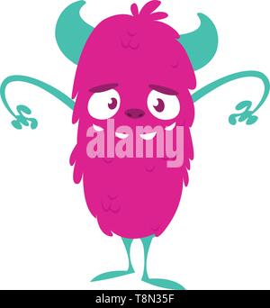Wütend Cartoon Monster. Vektor rosa Monster Abbildung. Halloween Design Stock Vektor