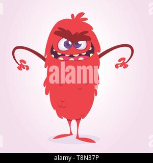 Wütend Cartoon Monster. Vector red Monster Abbildung. Halloween Design Stock Vektor