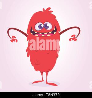 Wütend Cartoon Monster. Vector red Monster Abbildung. Halloween Design Stock Vektor