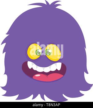 Gerne kleine Cartoon furry lila Monster. Vector Illustration. Große Cartoon Monster Stock Vektor