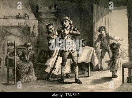 "Eine Minute Man Vorbereitung des Krieges" (1877). Schöpfer: Albert Bobbett. Stockfoto
