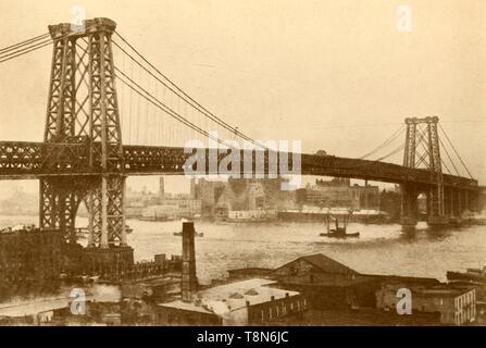 "Williamsburg Suspension Bridge, New York', c 1930. Schöpfer: Unbekannt. Stockfoto