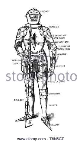 15. jahrhundert Rüstung, Illustration von 1884 Stockfoto