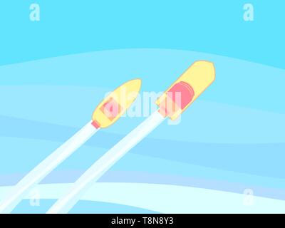 Boote Ansicht von oben. Boote auf dem Meer in einem flat, Sommerferien. Vector Illustration Stock Vektor