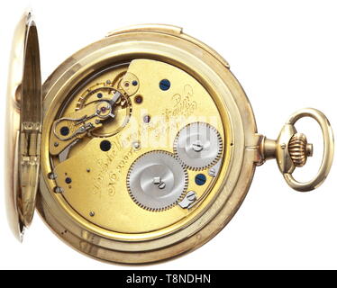 Adolf Hitler - eine Präsentation Taschenuhr Reichsführer-SS Heinrich Himmler, Weihnachten 1935 - von Lange & Söhne/Glashütte I/SA. Gold hunter Fall Taschenuhr. Mehrere Marken, Feinheit "0,585", Krone und der Firmenname "Glashütte A. Lange & Söhn des 20. Jahrhunderts, Editorial-Use - Nur Stockfoto