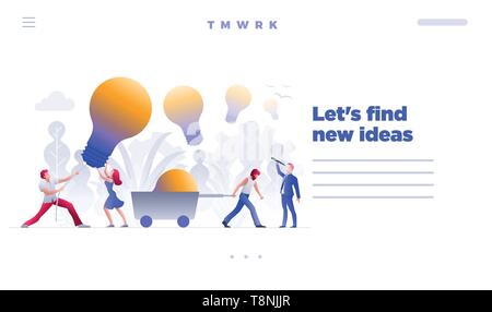 Geschäft Leute treffen und Brainstorming und Suchen, Finden und Jagd neue Ideen, Lösungen und Möglichkeiten. Vektor Konzept Website Startseite design Stock Vektor