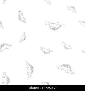 Nahtlose Muster der Kontur von dinosaurus Stegosaurus. Auf weissem Hintergrund. Vector Illustration. Stock Vektor