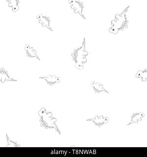 Nahtlose Muster der Kontur von dinosaurus Stegosaurus. Auf weissem Hintergrund. Vector Illustration. Stock Vektor