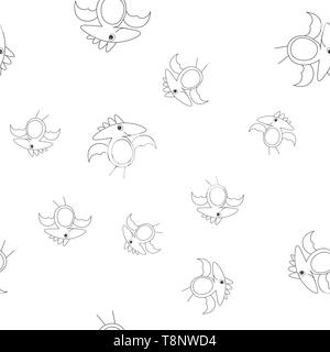 Nahtlose Muster der Kontur von dinosaurus pterodactyl. Auf weissem Hintergrund. Vector Illustration. Stock Vektor