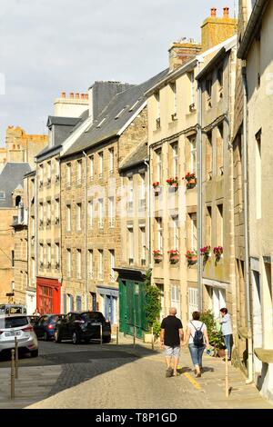 Frankreich, Manche, Cotentin, Granville, der Oberen Stadt, erbaut auf einem felsigen Landzunge auf der östlichsten Punkt der Mont Saint Michel Bucht, der oberen Stadt, rue Notre-Dame Stockfoto