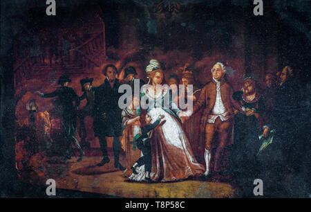 König Louis XVI verabschiedet sich von seiner Familie vor seiner Hinrichtung im Gefängnis an der Pariser Tempel, französische Schule, 19. Jahrhundert Stockfoto