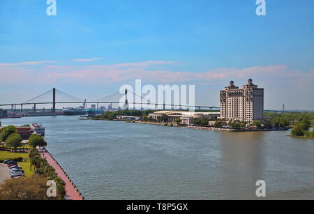 Im Hotel auf der Savannah River Der River Street, neben dem Convention Center Stockfoto