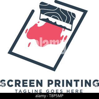 Siebdruck Logo Design Konzept Vector Illustration - Vektor Stock Vektor