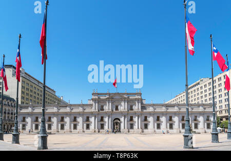 Santiago, La Moneda Palace. Palacio de la Moneda, dem Sitz des Präsidenten von Chile in Santiago Centro, Santiago, Chile, Südamerika Stockfoto