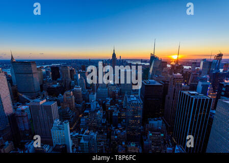 Panorama Blick auf Midtown Manhattan Skyline - Luftbild von der Aussichtsplattform. New York City, USA Stockfoto