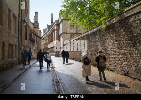 Wanderer in Brasenose Lane, Oxford Stockfoto