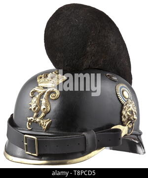 Schutzkleidung, Helme, Bayerische Helm Modell 1886 für Infanterie Soldaten, Emblem von König Ludwig II, Editorial-Use - Nur Stockfoto