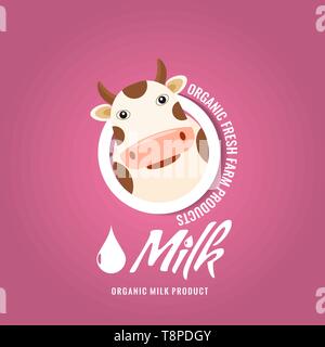 Lustige Kuh Kopf im Kreis Form für Ihr Logo Design. Cartoon Stil Vector Illustration. Stock Vektor
