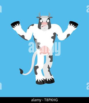 Kuh verwirrt oops. Farm Animal perplex Emotionen. Rindfleisch überraschen. Vector Illustration Stock Vektor