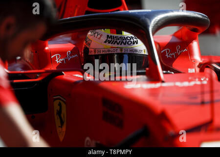 Barcelona, Spanien. 14 Mai, 2019. SEBASTIAN VETTEL der Scuderia Ferrari Mission Worfeln während der Formel 1 in der Saison, die an den Circuit de Barcelona-Catalunya in Barcelona, Spanien. Credit: James Gasperotti/ZUMA Draht/Alamy leben Nachrichten Stockfoto