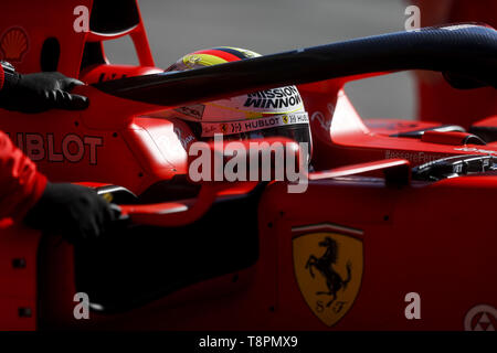 Barcelona, Spanien. 14 Mai, 2019. SEBASTIAN VETTEL der Scuderia Ferrari Mission Worfeln während der Formel 1 in der Saison, die an den Circuit de Barcelona-Catalunya in Barcelona, Spanien. Credit: James Gasperotti/ZUMA Draht/Alamy leben Nachrichten Stockfoto