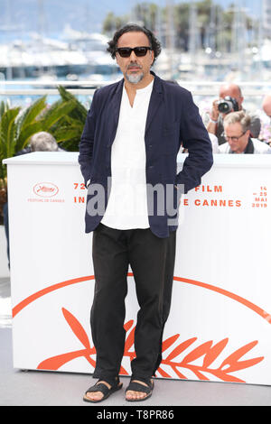 Cannes, Frankreich. 14 Mai, 2019. Mexikanische Regisseur und Präsident der Jury des Filmfestivals in Cannes Alejandro Gonzalez Inarritu Posen für Fotos an einem Fotoshooting in Cannes, Frankreich, 14. Mai 2019. Credit: Gao Jing/Xinhua/Alamy leben Nachrichten Stockfoto