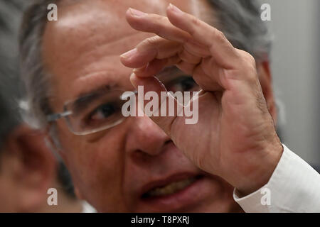 DF-Brasilia - 05/14/2019 - Gemeinsame Haushaltsausschuss - Paulo Guedes, Minister für Wirtschaft, an diesem Dienstag, den 14. Mai, während ein gemeinsames Budget-Ausschusses statt. Foto: Mateus Bonomi/AGIF Stockfoto