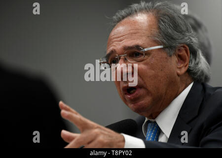 DF-Brasilia - 05/14/2019 - Gemeinsame Haushaltsausschuss - Paulo Guedes, Minister für Wirtschaft, an diesem Dienstag, den 14. Mai, während ein gemeinsames Budget-Ausschusses statt. Foto: Mateus Bonomi/AGIF Stockfoto