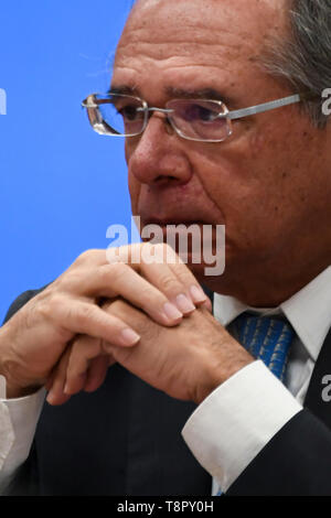 DF-Brasilia - 05/14/2019 - Gemeinsame Haushaltsausschuss - Paulo Guedes, Minister für Wirtschaft, an diesem Dienstag, den 14. Mai, während ein gemeinsames Budget-Ausschusses statt. Foto: Mateus Bonomi/AGIF Stockfoto