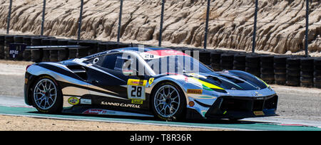 12. Mai 2019 Monterey CA, USA #28 Joseph Rubbo von Ferrari von Long Island auf Rahal Gerade während der Ferrari Challenge Rennen 2 P/P - morgens bei Weathertech Raceway Laguna Seca in Monterey CA Thurman James/CSM Stockfoto