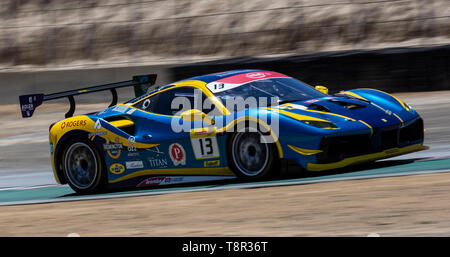 12. Mai 2019 Monterey CA, USA #13 Marc Muzzo der Ferrari von Ontario auf Rahal Gerade während der Ferrari Challenge Rennen 2 P/P - morgens bei Weathertech Raceway Laguna Seca in Monterey CA Thurman James/CSM Stockfoto