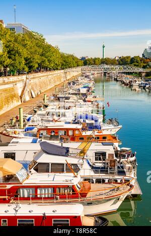 Frankreich, Paris, der Hafen von Arsenal und der Spalte der Bastille Stockfoto