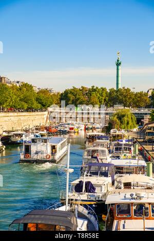 Frankreich, Paris, der Hafen von Arsenal und der Spalte der Bastille Stockfoto