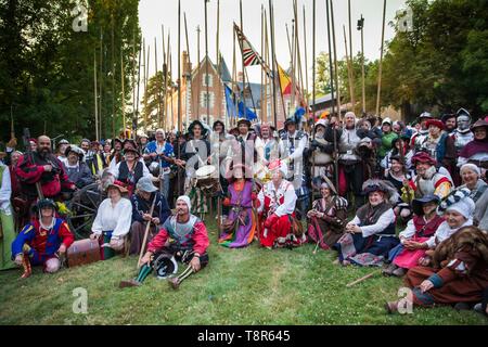 Frankreich, Indre et Loire, Loire Tal als Weltkulturerbe der UNESCO, Amboise, Chateau du Clos Luce, historische Rekonstruktion der Schlacht von marignan an Clos Luce Stockfoto